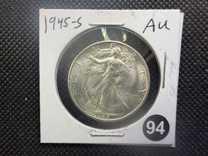 1945-S Walking Liberty Silver Half Dollar Marked AU When Purchased
