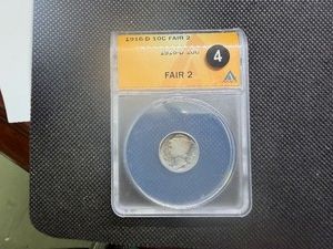 Key Date Certiified 1916-D Mercury Dime ANACS F2 - PCGS Price Guide for a Fair 2 is $725