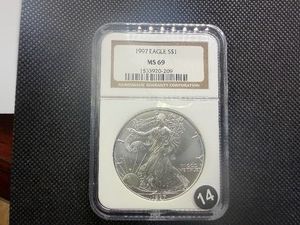 1997 1 Oz. Silver American Eagle NGC MS69  - NGC Price Guide $125