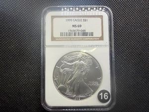 1999 1 Oz. Silver American Eagle NGC MS69  - NGC Price Guide $125