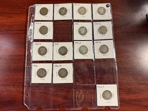 Fourteen Silver Barber Quarters  1911 - 1916 and a 1902-O (includes Better Dates 1913, 1914-S, and 1915-S) - Greysheet Wholesale Value for these coins at G4 totals $292.03