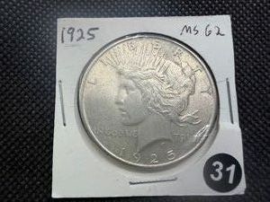 1925 Silver Peace Dollar Marked MS62 When Purchased