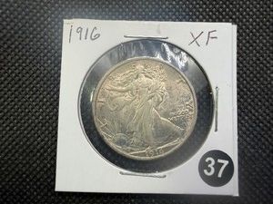 1916 Walking Liberty Silver Half Dollar Marked XF When Purchased- Greysheet Wholesale Value for an XF40 is $190