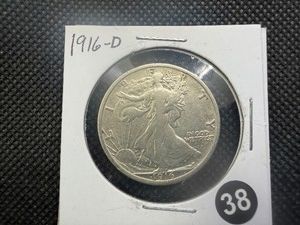1916-D Walking Liberty Silver Half Dollar