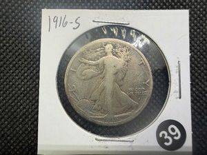 Semi-Key Date1916-S Walking Liberty Silver Half Dollar - Greysheet Wholesale Value for a G4 is $85