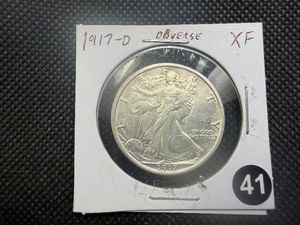 1917-D Obverse  Walking Liberty Silver Half Dollar Marked XF When Purchased- Greysheet Wholesale Value for an XF40 is $260