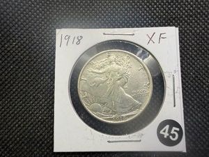 1918 Walking Liberty Silver Half Dollar Marked XF When Purchased- Greysheet Wholesale Value for an XF40 is $120