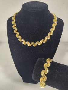 14K Yellow Gold Chunky Collar Necklace wMatching Bracelet