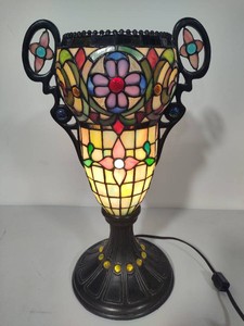 Beautiful Two-Handle Tiffany Style Stained Glass Table Lamp