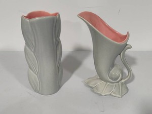 Two Red Wing Art Deco Vases