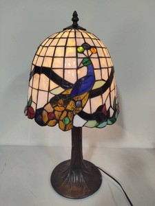 Tiffany Style Peacock Stained Glass Table Lamp