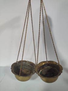 Two Brass Hanging Planters
