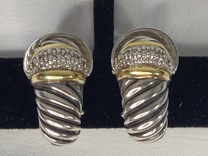 18KSterling David Yurman Pave Diamond Earrings