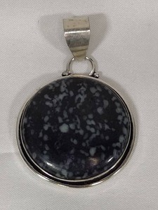 925Sterling Round Snowflake Obsidian Pendant
