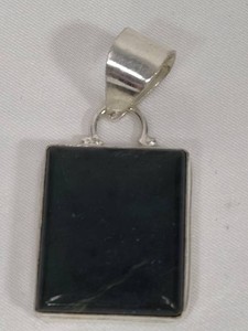 925Sterling Dark Green Bloodstone Pendant