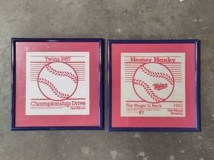 Framed Twins Homer Hankies from 87 & 91