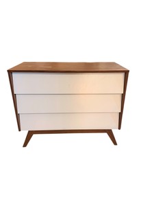Ellenberger Mid-Century Modern 3-Drawer Dresser  Walnut & White  35