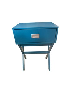 Teal Blue Campaign-Style 1-Drawer Nightstand  End Table