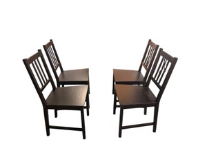 Set of 4 IKEA STEFAN Solid Pine Dining Chairs  Brown-Black