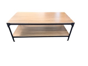 Walker Edison Witten Industrial Coffee Table with Lower Shelf  Gray Wash - valued around $100