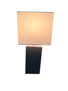 Elegant Designs Gray Leather Table Lamp with White Rectangular Shade  Working