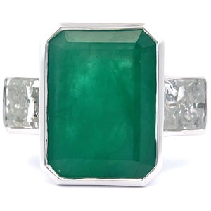 Oscar Friedman GIA Certified 10.12 Carat Natural Emerald & 3.03 Carat Natural Diamond Ring in 18K White Gold $59,600 Appraisal VIDEO