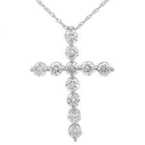 NEW 1 Carat Diamond Cross Pendant Necklace in 14k White Gold $1,745 Retail VIDEO