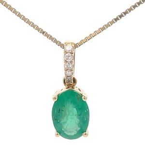 0.65 Carat Natural Emerald & Natural Diamond Pendant in 14k Yellow Gold VIDEO