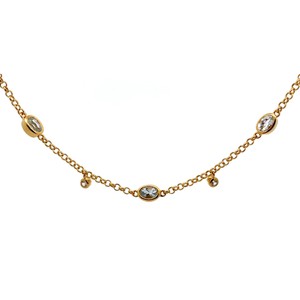 3.50 Carat Natural Aquamarine Bezel Station Necklace VIDEO