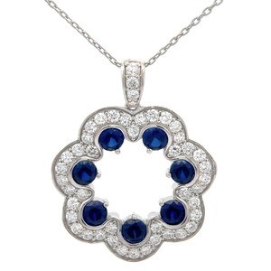 1.35 Carat Diamond & Sapphire Lace Wreath Pendant Necklace VIDEO