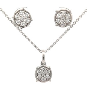 0.63 Carat Diamond Bezel Cluster Stud & Pendant Necklace 2-Piece Set VIDEO