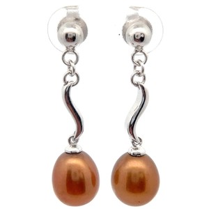 Baroque Cognac Freshwater Pearl Oceanic Drop Earrings VIDEO