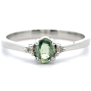 Natural Prasiolite & Natural Diamond Three-Stone Ring VIDEO
