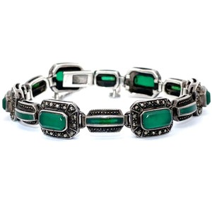 Native American 925 Sterling Silver Green Stone Bracelet VIDEO