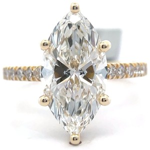 4.50 Carat Diamond Marquise Hidden Halo Pav Ring in 14k Yellow Gold w Report VIDEO