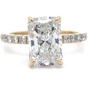 NEW 3.50 Carat Diamond Radiant Cut Hidden Halo Ring in 14k Yellow Gold w IGI Report VIDEO