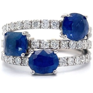 3.62 Carat Natural Blue Sapphire & 1.49 Carat Diamond 14K White Gold Ring $22,590 Appraisal Included VIDEO