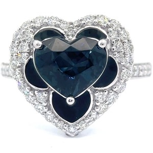 Oscar Friedman 2.09 Carat Natural Unheated Blue Spinel & 0.64 Carat Natural Diamond Platinum Ring w GIA Report $16,000 Appraisal VIDEO