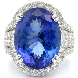 17.31 Carat GIA Certified Natural Tanzanite & 2.30 Carat Diamond Platinum Ring $71,360 Appraisal Included VIDEO