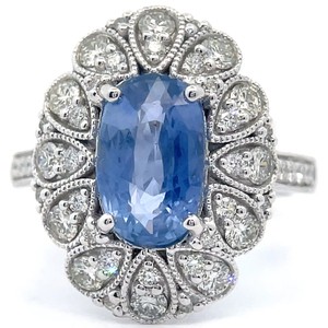 GIA Certified 3.52 Carat Unheated Sri Lanka Natural Blue Sapphire & 0.91 Carat Natural Diamond Ring in Platinum $27,360 Appraisal VIDEO