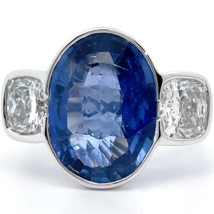 7.45 Carat Natural Blue Sapphire & 1.84 Carat Natural Diamond Platinum Ring w 3 GIA Reports $62,740 Appraisal VIDEO