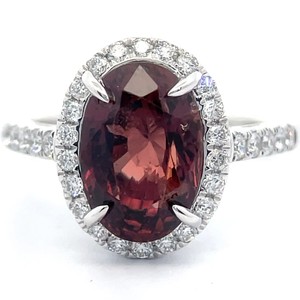 GIA Certified 3.87 Carat Natural Unheated Reddish Orange Sapphire & Diamond Ring in Platinum $23,890 Appraisal Included VIDEO