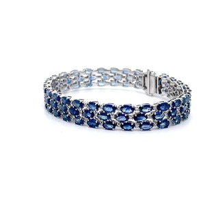 22.19 Carat Natural Blue Sapphire & 0.91 Carat Diamond Bracelet in 14K White Gold; $33,670 Appraisal Included *VIDEO*