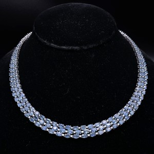 65.96 Carat Natural Blue Sapphire & 2.46 Carat Diamond Necklace in 14K White Gold; $84,670 Appraisal Included *VIDEO*