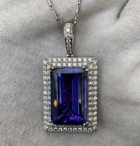 25.80 Carat GIA Certified Natural Tanzanite & 2.15 Carat Diamond 18K White Gold Pendant Necklace $104,815 Appraisal Included VIDEO