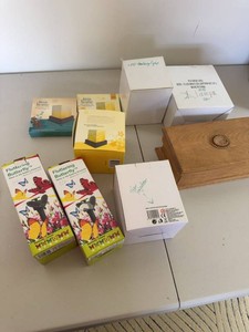 Box Lot of Home Decor Lights Febreze Luminaries & Wooden Box