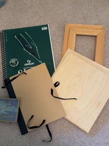 Art Supply Lot Canson Sketch Pad Wood Panels Frames Portfolio Case
