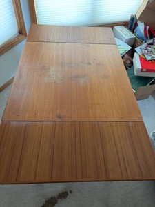 Mid Century Modern Teak Drop Leaf Square Dining Table 58.5 x 33
