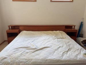 Torring Danish Teak Queen Headboard Set w Nightstands & Mattress