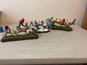 Danbury Mint Bob Guge Seasonal Bird Figurine Set on Wood Bases